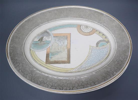 Two J Defries and Sons Excelsior pattern meat platters (transfer printed in a known Old Hall pattern by C Dresser. length 48cm